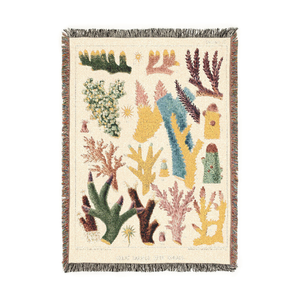 Vintage Coral Woven Blanket